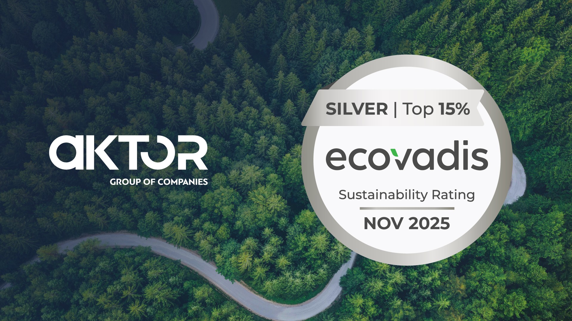 Ο Όμιλος AKTOR τιμήθηκε με το “Silver Medal Award” από την EcoVadis